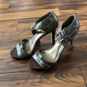Coach women’s heels - snake skin and braided leather size 8.5